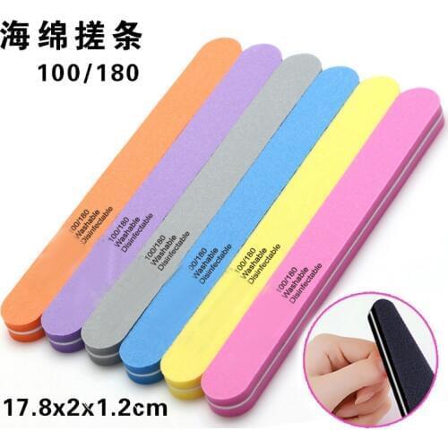 10pcs Double Side Nail Files Buffer Round Head Trimmer Nail Buffer Angle Nail Art Tools Buffing Washable Sponge