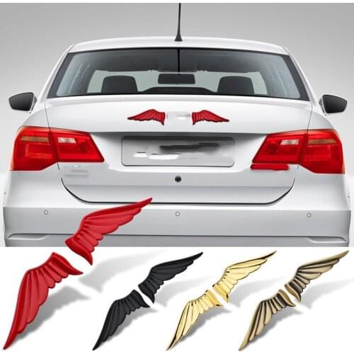 1x Pair 3D Zinc Alloy Metal Silver Guardian Angel Wings Car Emblem Badge Logo Sticker Auto Truck Decal Car styling Metal Sticker