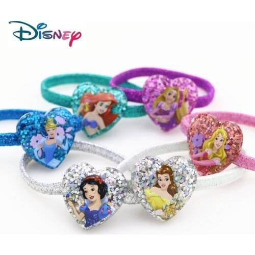 4-6pcs Disney Cartoon Princess Frozen Mickey Children Hair Rope Girl Birthday Gift Headwear Elsa Doll Head Circle Rubber Band