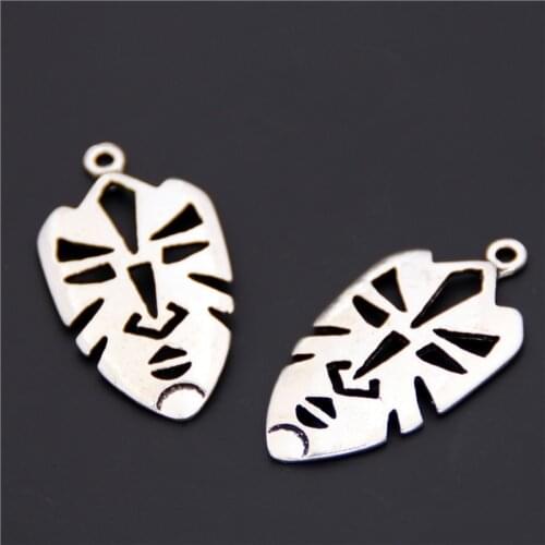 5pcs Silver Color African Mask Charms African Mask Charms Pendants For Jewelry Making DIY Handmade Craft A1270