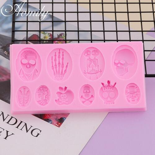 Aomily Halloween Funny Skeleton Silicone Chocolate Mould Cake Decorating Tools Cupcake Cookies Silicone Mold Muffin Baking Gift