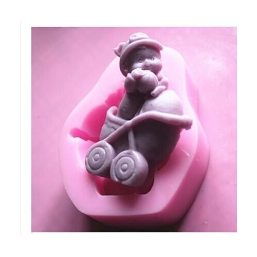 Child carts fondant mold Cake decoration mold silicone soap mold 100% food grade raw material Jelly mold