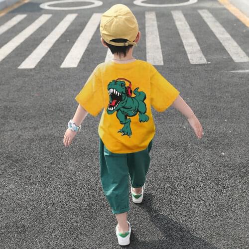Childrens clothing boy suit summer 2021 new fashion big kids children Korean style handsome casual short sleeve two-piece suit
