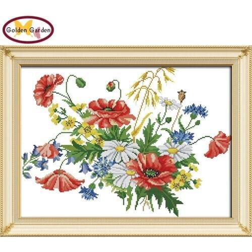GG The Flowers Are In Full Bloom Chinese Count Cross Stitch Kit Embroidery Crafts 11CT14CT JoySunday Cross Stitch for Home Decor