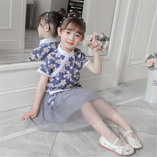 Hanfu costumes girls Chinese style little girl retro cotton and linen Tang suit Hanfu childrens elegant dress hanfu 2020