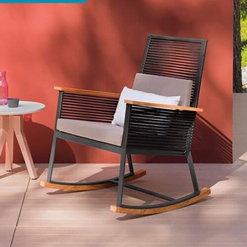 Nordic elderly rocking chair home balcony creative lazy leisure chair adult rattan color ins net red easy chair