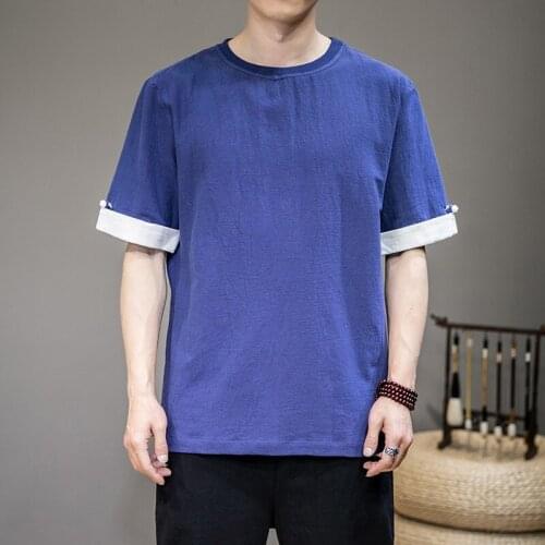 Summer Men Linen Shirt Chinese Style Retro Casual Tops Plus Size Kung Fu Traditional Asian Clothes Tang Suit Tops For Man KK3621