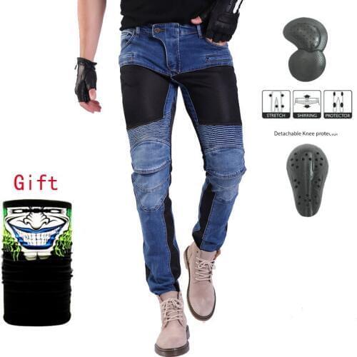2020 New 719 Motorcycle Pants Men Moto Jeans Protective Gear Riding Touring Motorbike KominieTrousers Motocross Blue/Black Pant