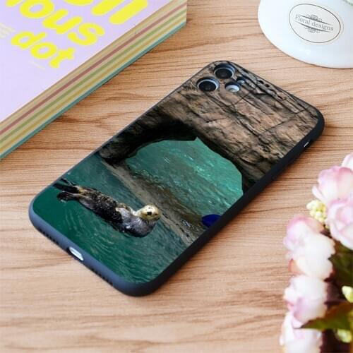 For iPhone Sea Otter Print Soft Matt Apple iPhone Case 6 7 8 11 12 Plus Pro X XR XS MAX SE