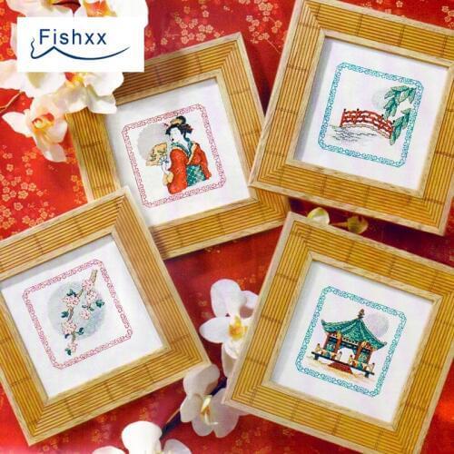 Fishxx Cross Stitch Kit European magazine series Crazy 75-1 Japanese story four small map hand embroidery sewing