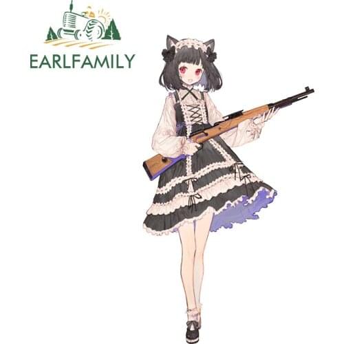 EARLFAMILY 13cm x 9.7cm Funny Car Stickers for Anime Girl Trunk Air Conditioner Decal Personality Waterproof Sunscreen Decor