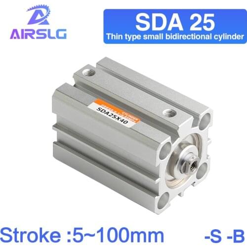 AIRTAC Type SDA SD25 5~100mm Stroke -S -B 25MM Bore Air pneumatic cylinder double acting compact cylinder female/male thread