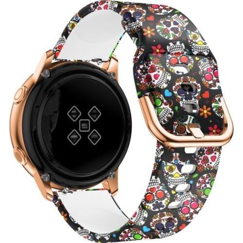 20mm watch strap for Samsung Galaxy Watch active 2/42mm Gear S2/Sport band Printed silicone bracelet Amazfit bip active2 42 mm