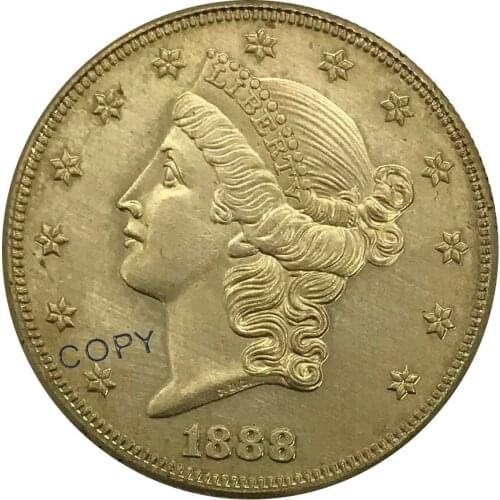 S 1888 United States 20 Twenty Dollars Liberty Head Double Eagle with motto Gold coin Brass Collectibles Copy Coin