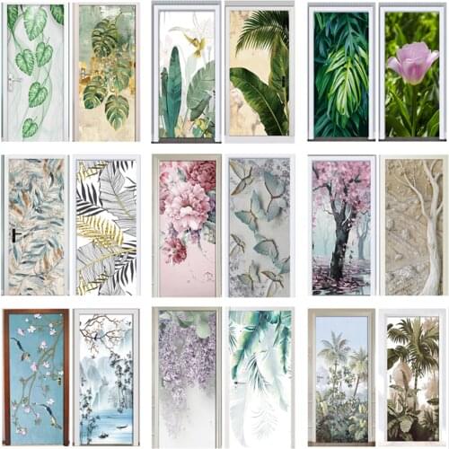Nordic Style Plant Wall Decoration Wall Sticker DIY Flowers Tropical Palm Leaves Wall Stickers Modern Art Vinyl Decal Wall Mural
