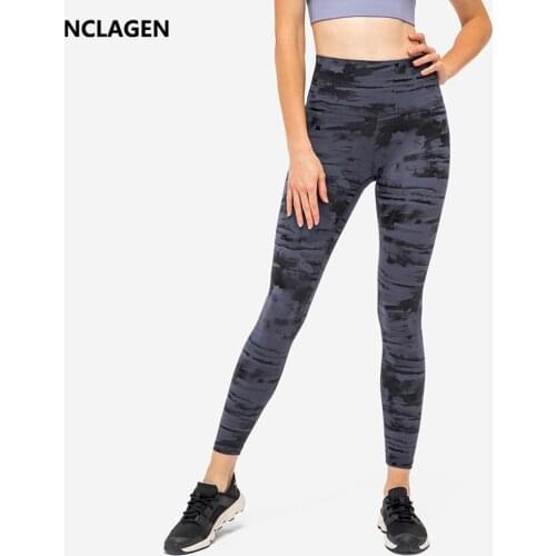 NCLAGEN Sports Capris Women Leggings Sport Fitness High Waist Squat Proof Soft Breathable Ink Dyed Elastic Yoga Pants GYM Tights