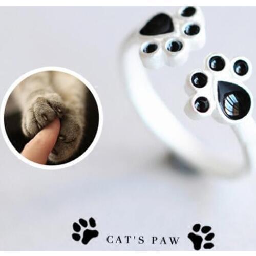 Oly2u New Arrival rose gold Cat Paw Rings For Women engagement ring Animal Print Finger Ring For Pet Lover jewellry bague femme