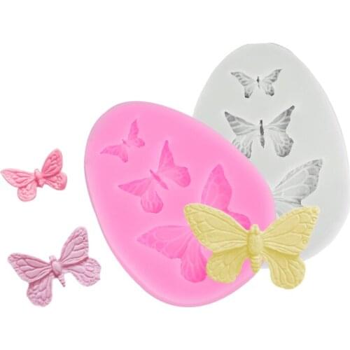 1pc 3D Butterfly Cake Mold Pink Silicone Chocolate Candy Fondant Mould Polymer Clay Molds Cake Decoration Kitchen Baking Tools