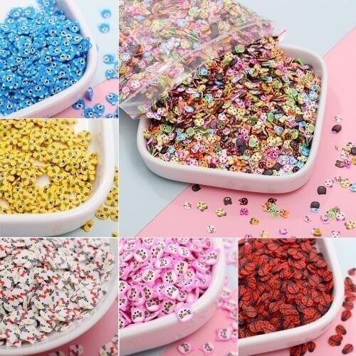 100g Kawaii Animal Slices Sprinkles Supplies Polymer Clay Charms Accessories Addition For Fluffy Clear Slime 5mm