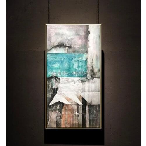 100% Hand Painted High Quality Abstract Canvas Blue and Black Oil Painting Handmade For Living Room Wall Picture Home Decor