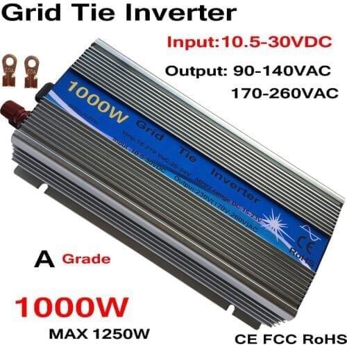 1000W Grid Tie Inverter MPPT Function 10.5-30VDC input 110V 230VAC Micro Grid Tie Pure Sine Wave Inverter 24V 18V to 110V 220V