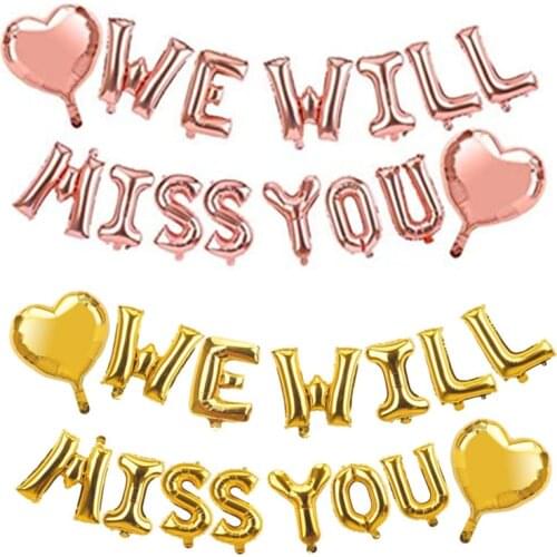 16inch We Will Miss You Balloon Banner - Farewell Party Supplies - Going Away Party Retirement Party Office Work Party Decor