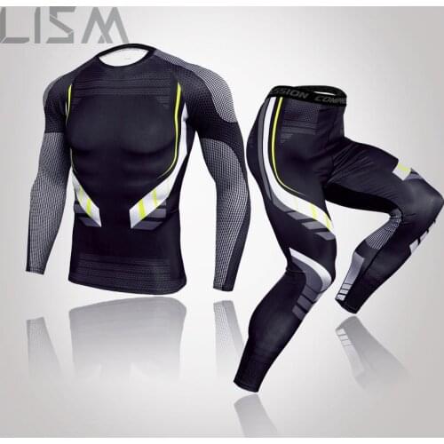 2021 Mens Winter Indoor Sport Thermal Underwear Set MMA Tactical Leggings Mens Long Johns Winter Warm Tight Workout Sportswear