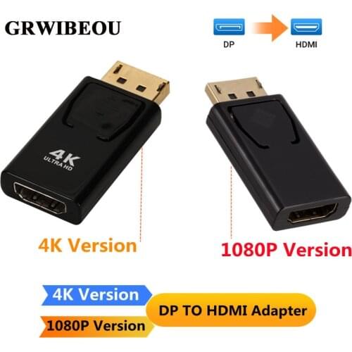 4K DisplayPort to HDMI-compatible Adapter Display Port Male DP 1080P HDTV Female Converter Video Audio Cable For PC Projector