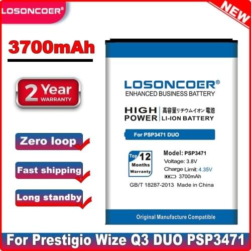 LOSONCOER 3700mAh PSP3471 DUO Battery For Prestigio Wize Q3 DUO PSP3471 PSP3471DUO Battery+Tracking Number