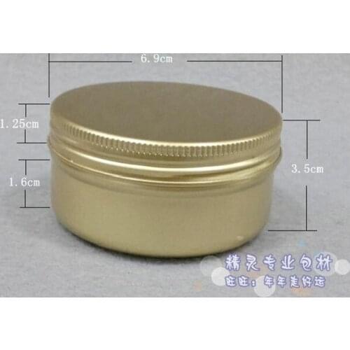 80g Aluminum Cosmetic Jar Container Screw Thread 100pcs/lot Golden 80ml Makeup Container Factory Wholesale