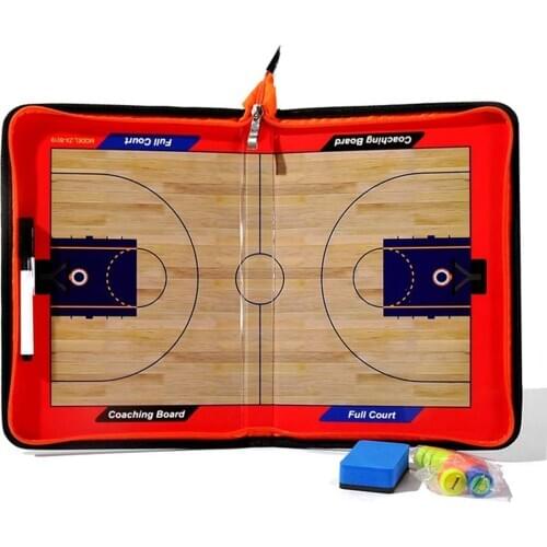Basketball Strategical Board Zipper Wooden Magnetic Basketball Tactic Coaches Strategy Board Portable Coachs Training Equipment