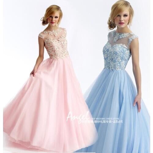 Free shipping vestido 15 anos 2021 new fashion hot tulle floor length Party sky blue pink prom ball gown Quinceanera Dresses