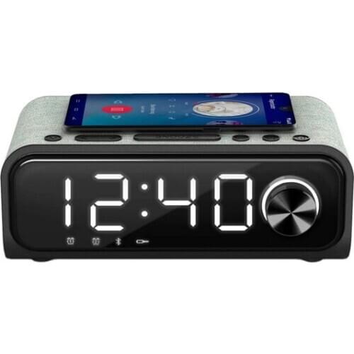 Clock-Radio with Wireless Charger Energy Sistem Speaker 4 Bluetooth 5.0 10W Black Silver