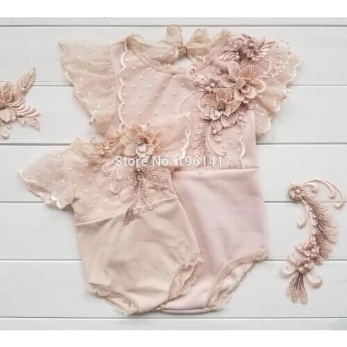 INS Newborn Baby Girl Ruffle Lace Princess Romper Jumpsuit Summer Clothes Grils Photography Props