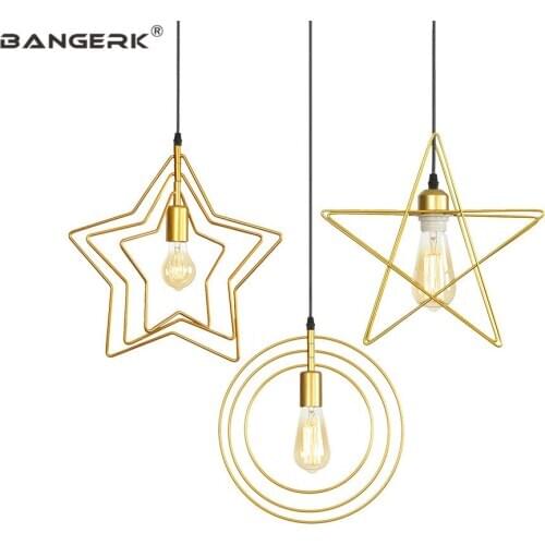 DIY Modern Pendant Light LED Creative Single Head Gold Iron Hanging Lamp Fixtures Dining Room Home Decor Luminaire Lighting