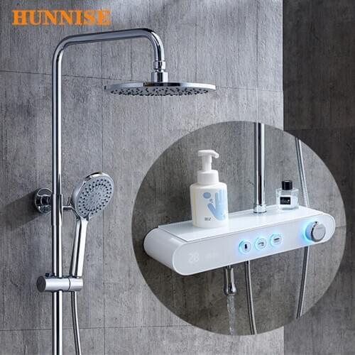 Digital Temperature Display Bathroom Shower System No Need Electrity Constant Temperature Setting Bathroom Shower Faucet System