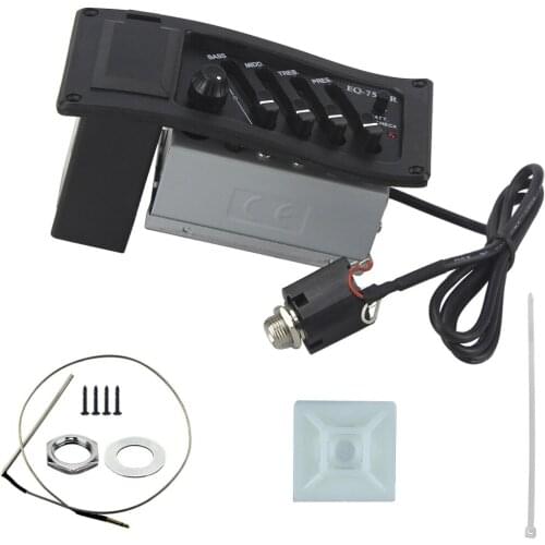 FLEOR 4 Band EQ Guitar Equalizer Piezo Pickup EQ-7545R For Acoustic Guitar (Curved)