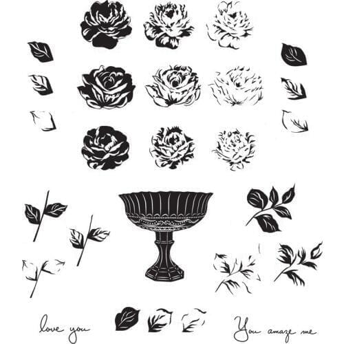 Flwoers and Leaf Transparent Clear Silicone Stamp/Seal for DIY scrapbooking/photo album Decorative clear stamp A700