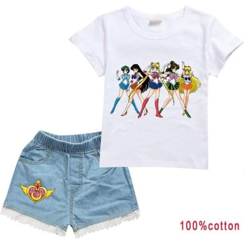 Hot new baby girls jeans shorts sets girls T-shirt + denim shorts kids casual children clothing thanksgiving outfits for girls