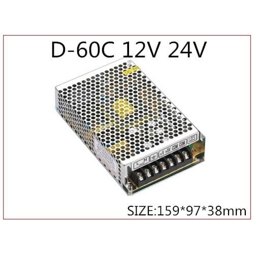60W Dual Output Switching power supply Output Voltage 12V 24V AC-DC Free Shipping D-60C