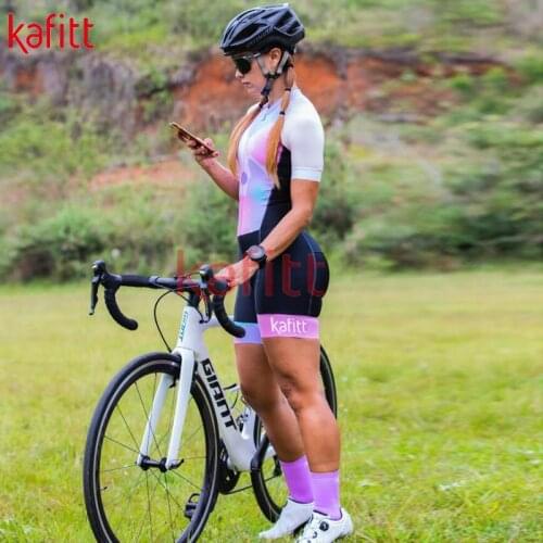 Kafitt cycling jersey jumpsuit womens professional outdoor cycling jersey short-sleeved cycling wear tight elastic leisure suit