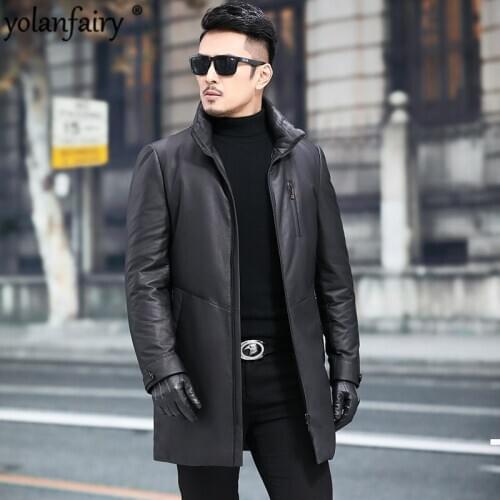 Leather Jacket Sheepskin Genuine Leather Jacket Men Winter Warm Duck Down Coat Mens Leather Jacket Jaqueta De Couro 8373-08YY699