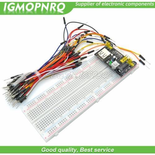 1set MB102 Breadboard Module+MB-102 830 Points Solderless Prototype Bread Board kit +65 Flexible Wires
