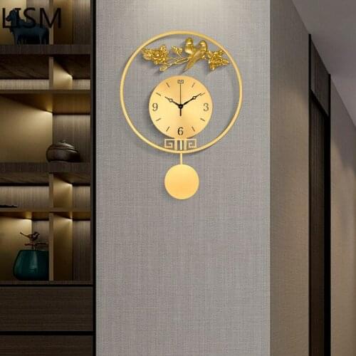 Wall Clock Mechanism with Pendulum Luxury Clocks Wall Home Decor Living Room Creative Copper Simple Home Decoration Reloj Pared