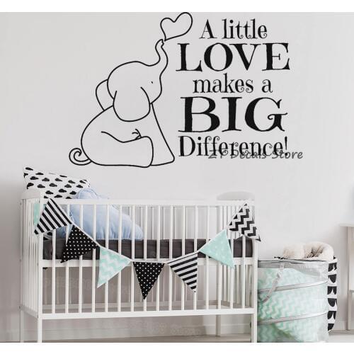 Cute Elephant Quotes Wall Stickers for Baby Nursery Bible Vinyl Wall Decal Kids Bedroom Christian Art Sticker Wallpaper S602