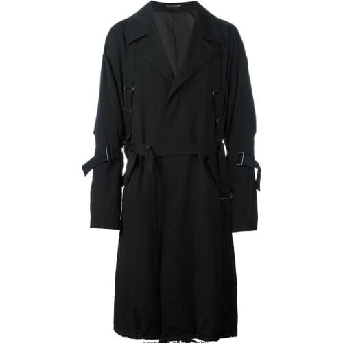 Men S-6xl Windbreaker Bundled Custom Model Handmade Black Fashion Trench Single-breasted Lapels Long Coat Plus Size Clothing