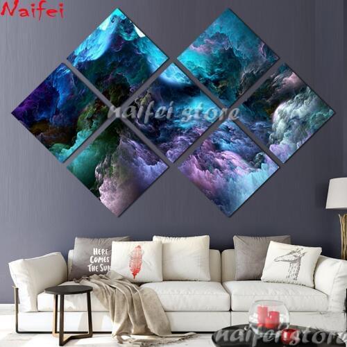 7 pcs set Watercolor Landscape Diamond painting wave full square round mosaic diamond embroidery abstract Clouds home decor