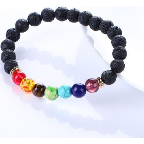 New Fashion Natural Stone Beads Bracelets Black Lava Stone Bracelet For Men Women Chakra Healing Balance Beads Yoga Bracelets