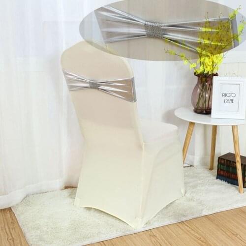 Wholesale Price Metallic Lycra Chair Band Spandex Chair Sashes For Wedding Banquet Chair Cover Event Party Decoration