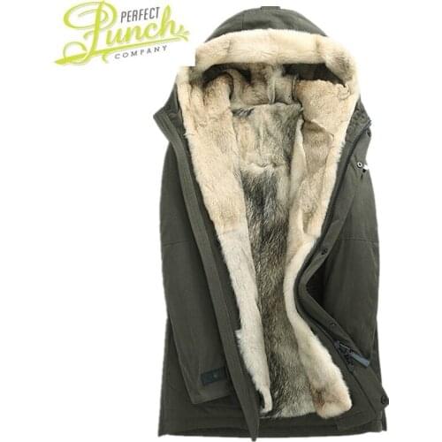 Coat Natural Wolf Real Fur Parka Mens Winter Jacket Male Luxury Warm Jackets Streetwear Long Coats Veste L17-1680 MY1871